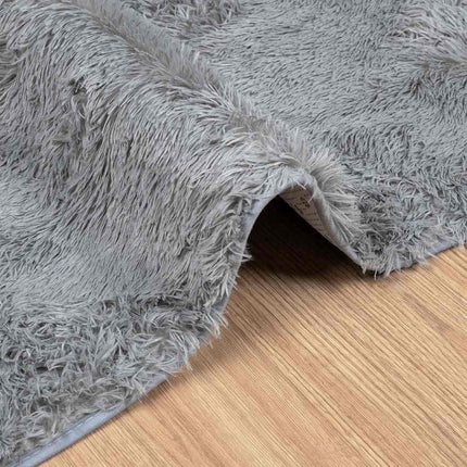 Ryamatta med lång lugg NAVARRA ljusgrå 120x120 cm polyester