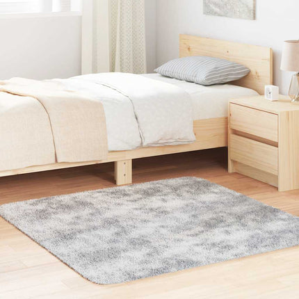 Ryamatta med lång lugg NAVARRA silvergrå 120x120 cm polyester