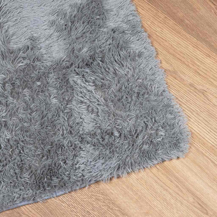 Ryamatta med lång lugg NAVARRA ljusgrå 160x160 cm polyester