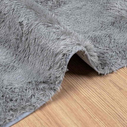 Ryamatta med lång lugg NAVARRA ljusgrå 200x200 cm polyester