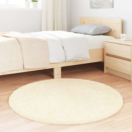 Ryamatta med lång lugg NAVARRA gräddvit 100x100 cm polyester