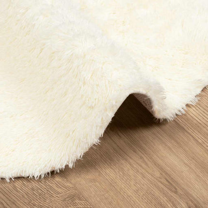 Ryamatta med lång lugg NAVARRA gräddvit 100x100 cm polyester