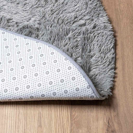 Ryamatta med lång lugg NAVARRA ljusgrå 100x100 cm polyester