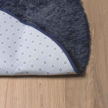 Ryamatta med lång lugg NAVARRA marinblå 100x100 cm polyester