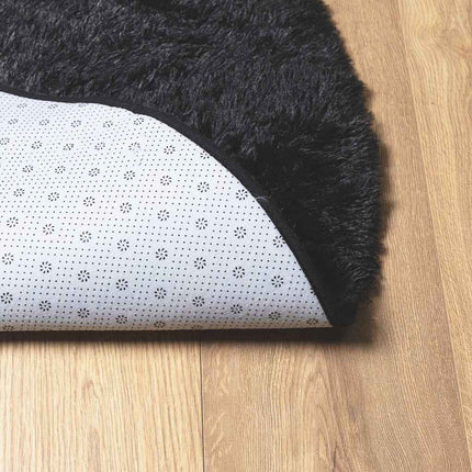 Ryamatta med lång lugg NAVARRA svart 120x120 cm polyester
