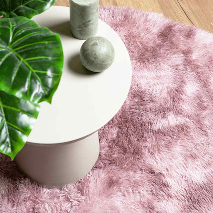 Ryamatta med lång lugg NAVARRA dammig rosa 120x120 cm polyester