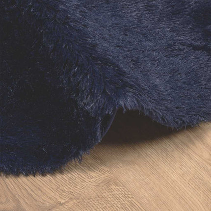 Ryamatta med lång lugg NAVARRA marinblå 120x120 cm polyester