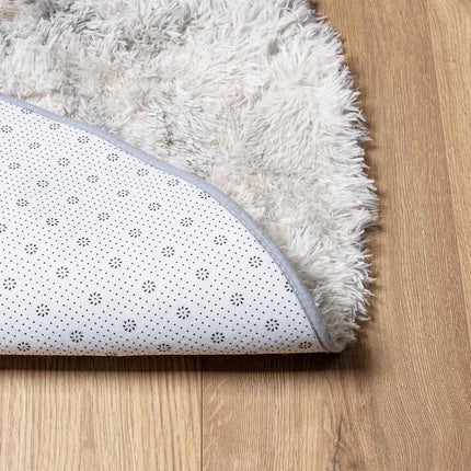 Ryamatta med lång lugg NAVARRA silvergrå 160x160 cm polyester
