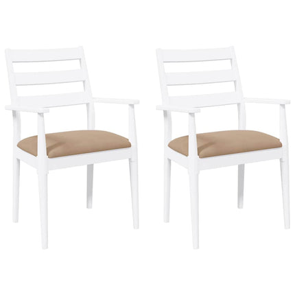 Matstolar Med Dynor 2 St, Vit, Massivt Trä, Gummi