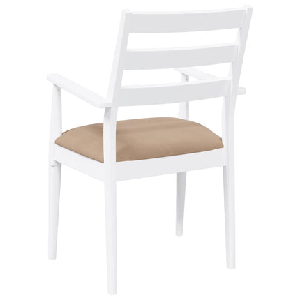 Matstolar med dynor 2 st, vit, massivt trä, gummi