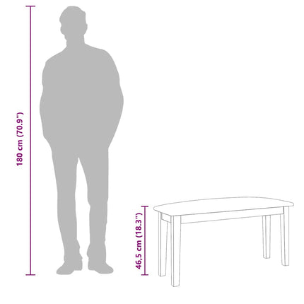 Bänk 90 cm vit massivt trä gummi
