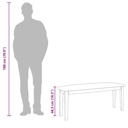 Bänk 110 cm brunt massivt trä gummi