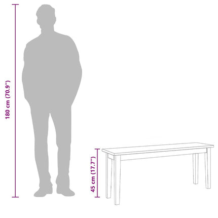 Bänk 110 cm vitt massivt trä gummi