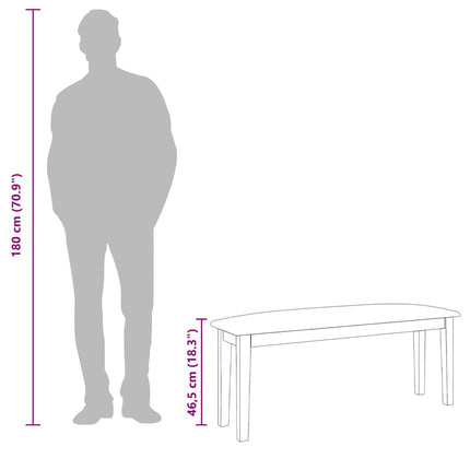 Bänk 110 cm vitt massivt trä gummi