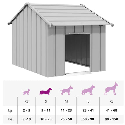 Hundkoja med tak 83x130x85 cm galvaniserat stål