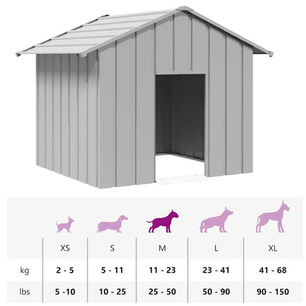Hundkoja med tak 131x101x102 cm galvaniserat stål