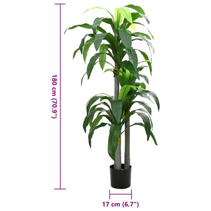 Konstgjort Dracaena-träd 36 blad 180 cm grönt