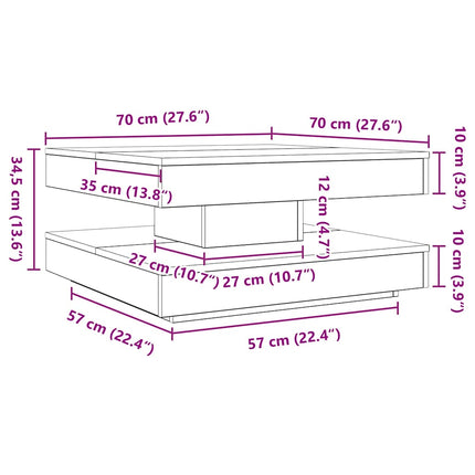 Soffbord 360 grader vridbart betonggrå 70x70x34,5 cm