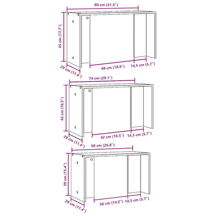 Satsbord 3 St Konstruerat Trä