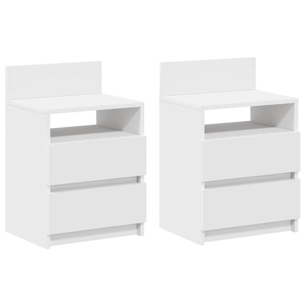 Sängbord 2 st med 2 lådor vit 40x33x60 cm