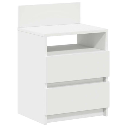 Sängbord 2 st med 2 lådor vit 40x33x60 cm
