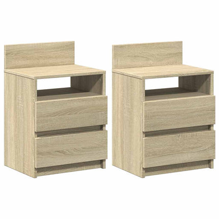 Sängbord 2 st med 2 lådor sonoma-ek 40x33x60 cm