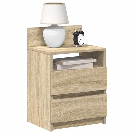 Sängbord 2 st med 2 lådor sonoma-ek 40x33x60 cm