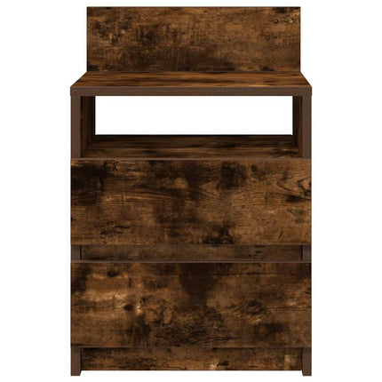 Sängbord 2 st med 2 lådor rökfärgad ek 40x33x60 cm