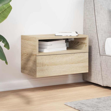 Väggmonterat sängbord sonoma-ek 45x26x28,5 cm