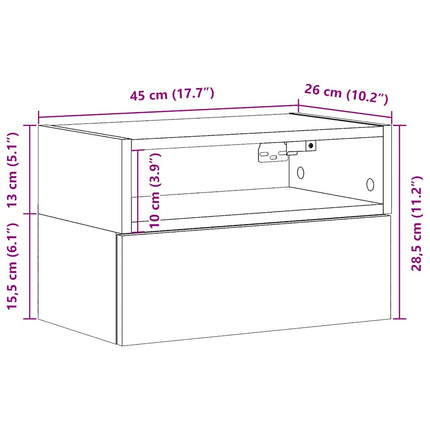Väggmonterat sängbord sonoma-ek 45x26x28,5 cm