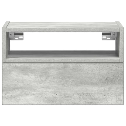 Väggmonterat sängbord betonggrå 45x26x28,5 cm
