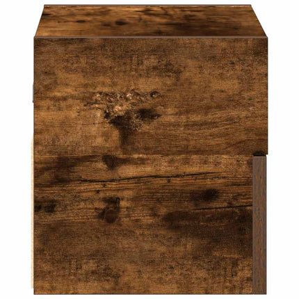Väggmonterat sängbord rökfärgad ek 45x26x28,5 cm