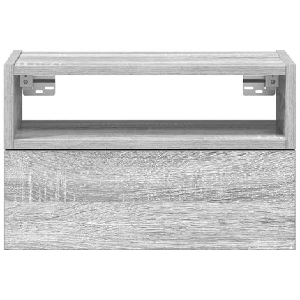 Väggmonterat sängbord grå sonoma 45x26x28,5 cm
