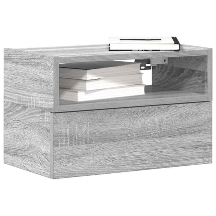 Väggmonterat sängbord grå sonoma 45x26x28,5 cm