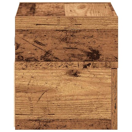 Väggmonterat sängbord åldrat trä 45x26x28,5 cm
