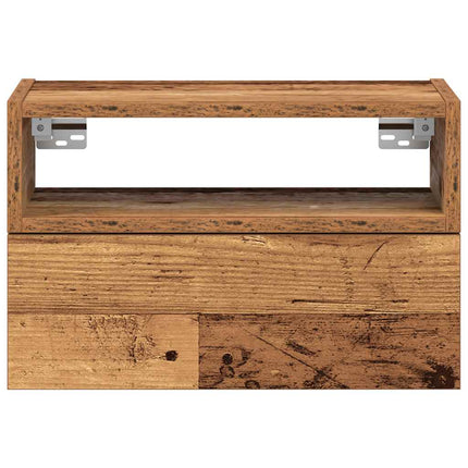 Väggmonterade sängbord 2 st åldrat trä 45x26x28,5 cm