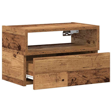 Väggmonterade sängbord 2 st åldrat trä 45x26x28,5 cm