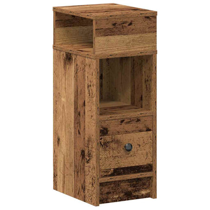 Sängbord 2 st med låda åldrat trä 25x31x66 cm
