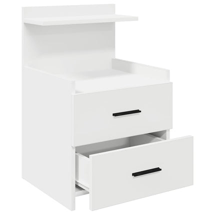 Sängbord med 2 lådor vit 40x36,5x62 cm