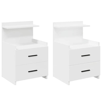 Sängbord 2 st med 2 lådor vita 40x36,5x62 cm