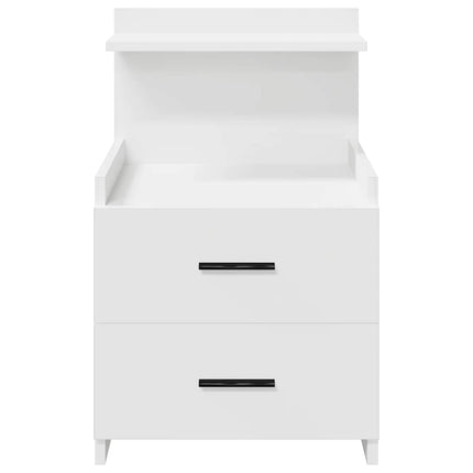 Sängbord 2 st med 2 lådor vita 40x36,5x62 cm