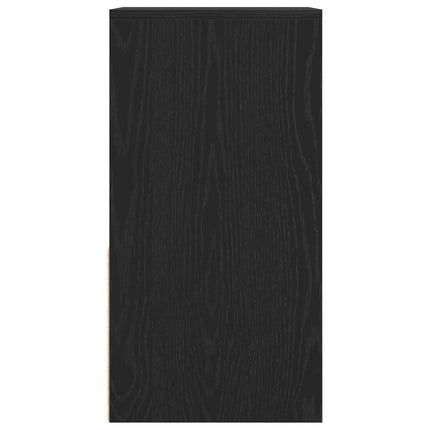 Sängbord med låda svart ek 35x34x66,5 cm