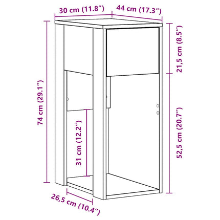 Datorstativ med låda vit 30x44x74 cm