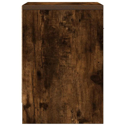 Sängbord med låda rökfärgad ek 39x28x41 cm