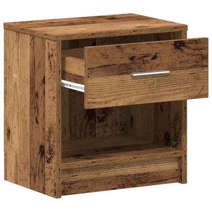 Sängbord 2 st med låda åldrat trä 39x28x41 cm
