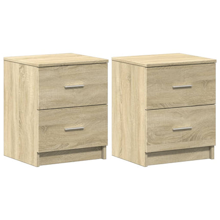 Sängbord 2 st med 2 lådor sonoma-ek 40x36x50 cm