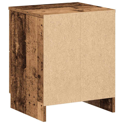 Sängbord med 2 lådor åldrat trä 40x36x50 cm