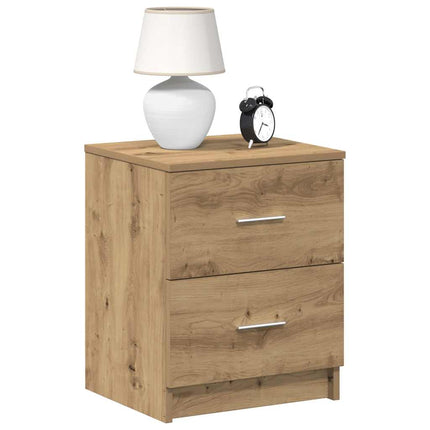 Sängbord 2 st med 2 lådor hantverksmässig ek 40x36x50 cm