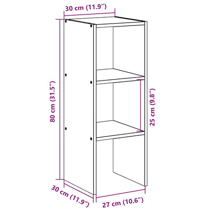 Bokhylla stapelbar betonggrå 30x30x80 cm konstruerat trä