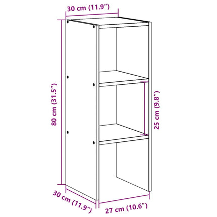 Bokhylla stapelbar rökfärgad ek 30x30x80 cm konstruerat trä